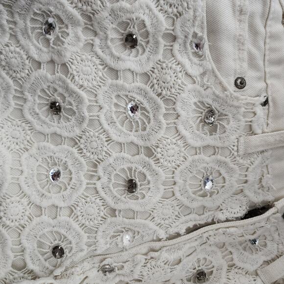 Free People Crochet Applique Rhinestone Cutoff Shorts - Picture 4 of 9